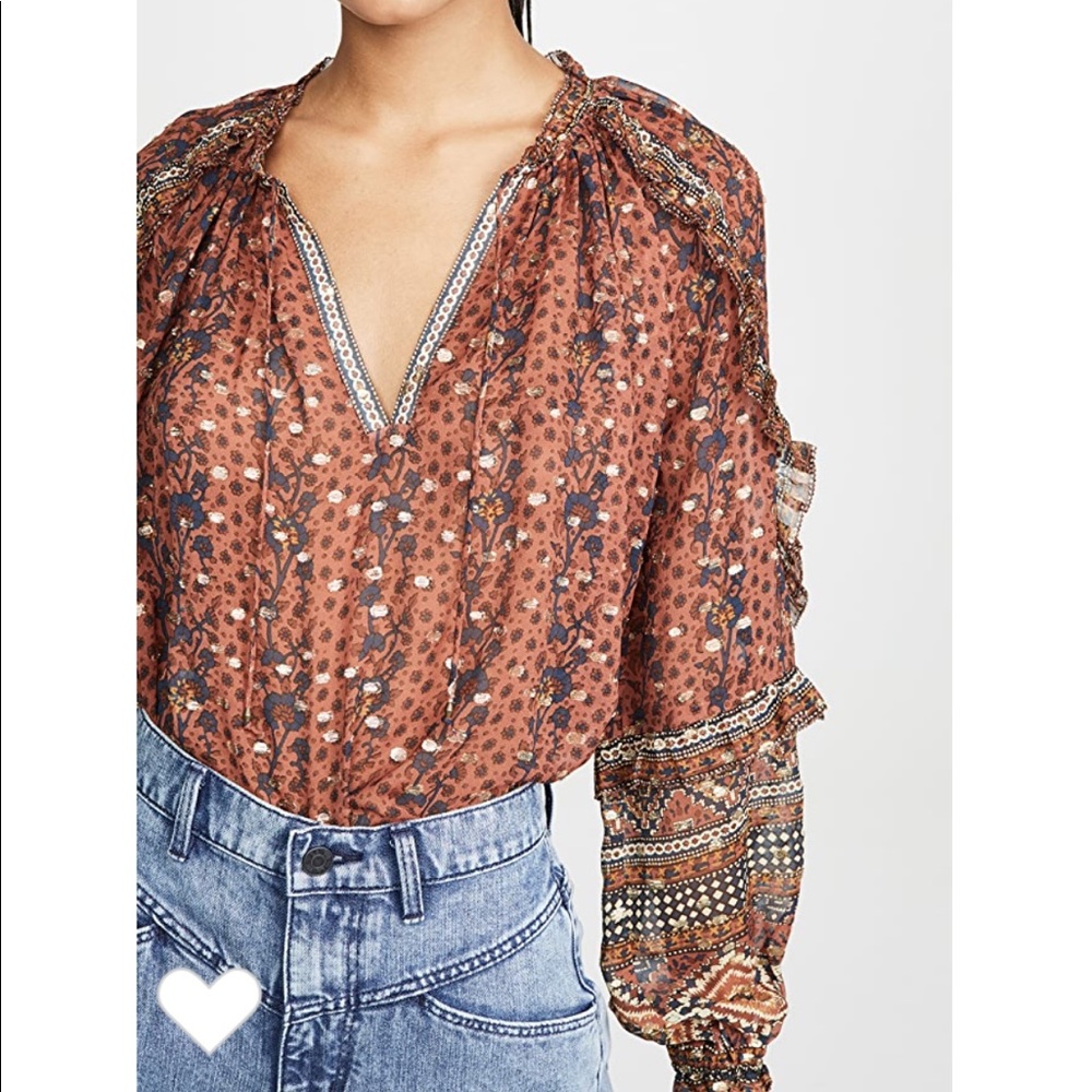 Ulla Johnson Silk/Lurex Boho Blouse 0/XS - Picture 3 of 13